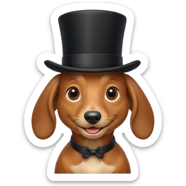 Dachshund with a top hat sticker