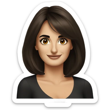 Penelope cruz with dark brown hair bob sticker