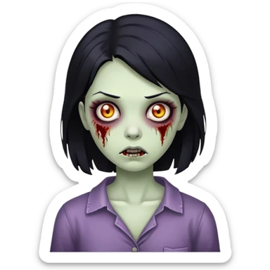 Zumbi girl with black hair  sticker