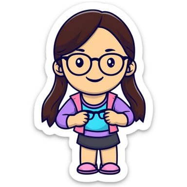 smiling girl with glasses sticker