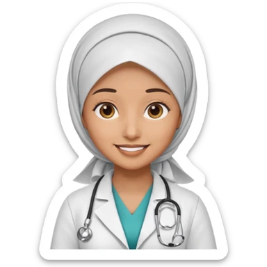 hijab doctor in white dress sticker