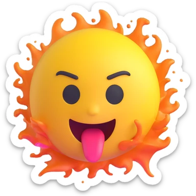 3D emoji style head blowing up, playful and colorful sticker