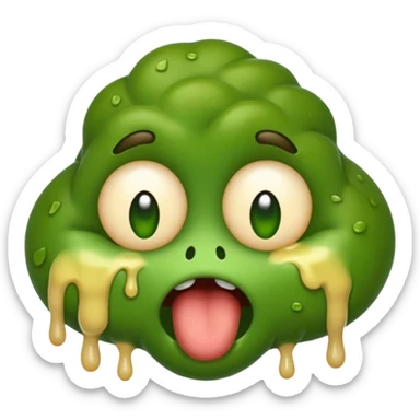 Make a emoji that has throw up on their eyes. sticker