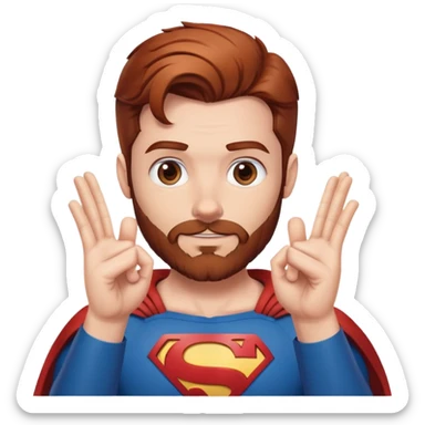 Adult Superman with redish brownish hair and full beard making hand heart emoji sticker