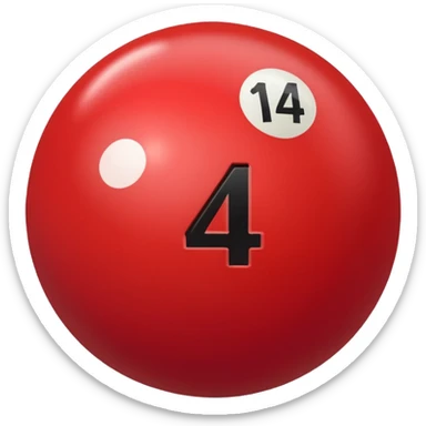 The number 14 on a red pool ball sticker