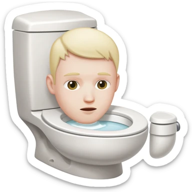 White toilet with a person's head visible in the bowl sticker