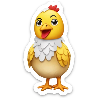 A chick dressed as a chickenugget  sticker