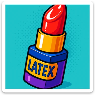 cartoon style latex lipstick, colorful, playful, exaggerated features sticker