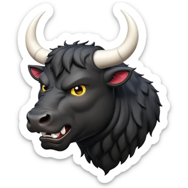 black angry powerful with white horns bull emoji sticker