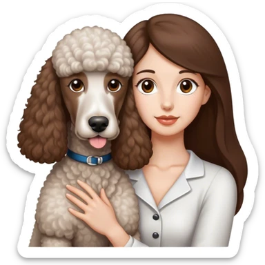 Long straight brown hair brown eyes beautiful women The white standard poodle you're holding sticker