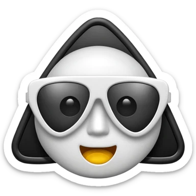 white frame, black lenses, triangular sunglasses, emoji style sticker