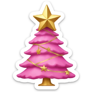 Pink Christmas tree with gold star sticker