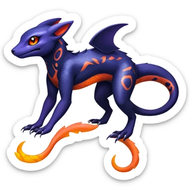 Shiny Salandit-Umbreon-Quilava-Fakémon-hybrid-creature (full body)  sticker