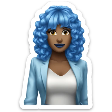 Blue wig woman singer and blue eyeshadow  sticker