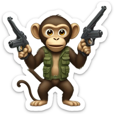 Monkey with guns sticker