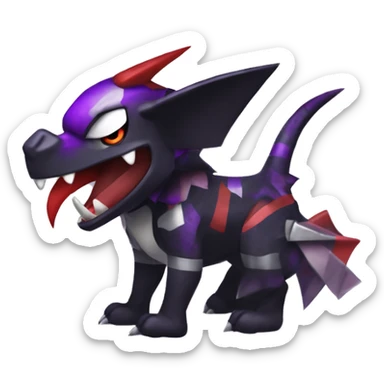 Black Cool Edgy Nargacuga-Houndoom-Garchomp-Noivern Fakémon  with White and Red and purple and black Edgy markings sticker