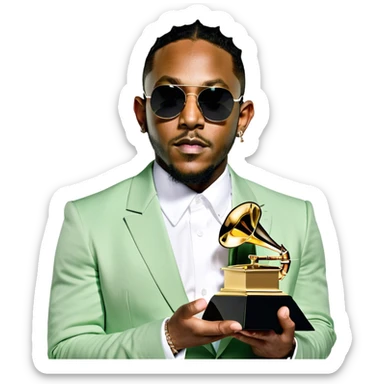 kendrick lamar holding grammy sticker