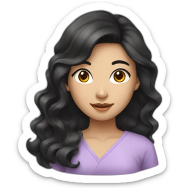 wavy black haired asian girl sticker