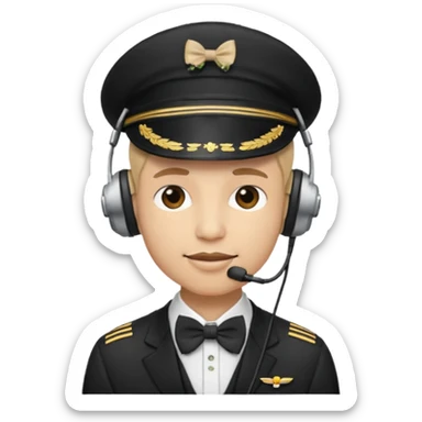 headphones, hat, and bowties pilot sticker