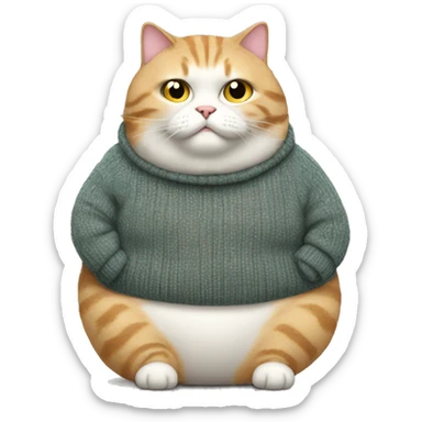 fat cat in a sweater sticker