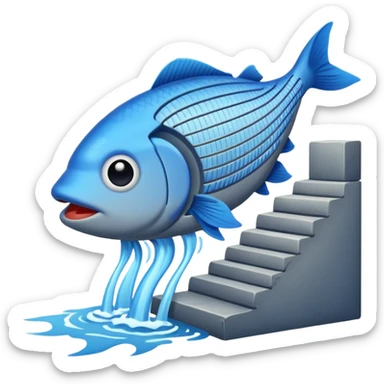 Emoji-style illustration of a fish ladder, flat vector look, bold outlines, minimal details, no background sticker