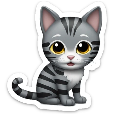 Grey and black cat with stripes sticker