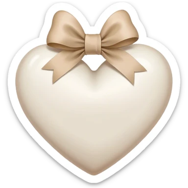 white heart with beige bow sticker