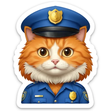 oranh fluffy cat - police officer sticker