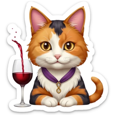 cat with wine sticker