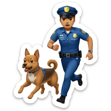Police with dog is angry and police is running sticker