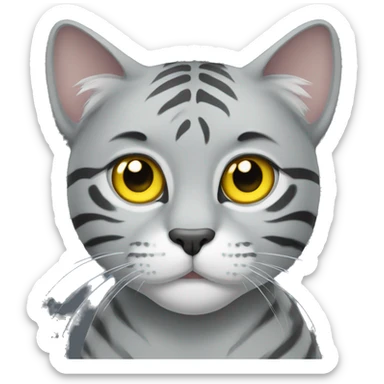 Grey tiger cat with yellow eyes  sticker