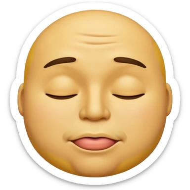 A male emoji with big fat lips with it’s eyes closed not smiling with its mouth closed and it’s yellow sticker