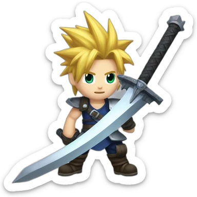 cloud strife with massive sword sticker