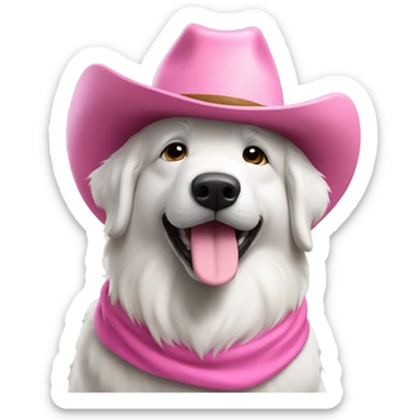 Great Pyrenees with pink cowboy hat sticker