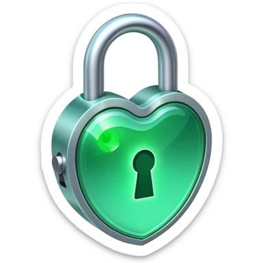 Holographic and glassmorphic green lock sticker