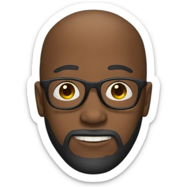 African man with beard and no hair wears glasses sticker