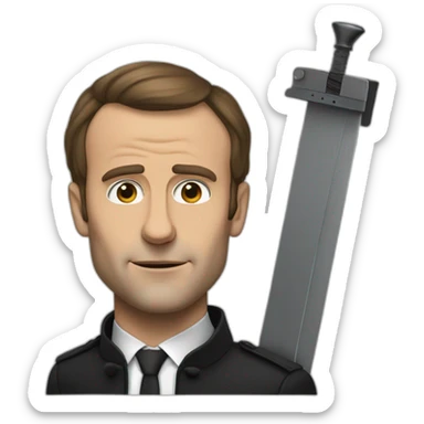 realistic macron with a guillotine sticker