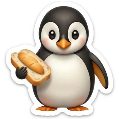 a penguin holding a loaf sticker