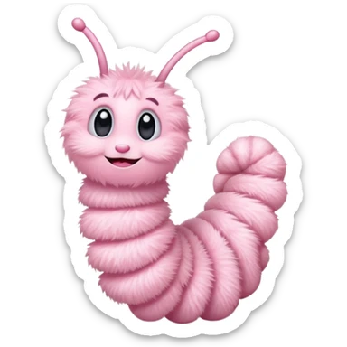 cute light pink caterpillar waving hello sticker