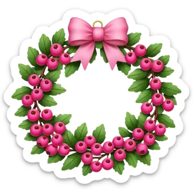 pink ornament wreath with berries sticker