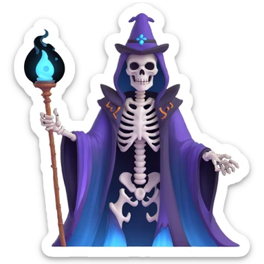 sinister skeleton lich with dark magic and shadowy aura sticker