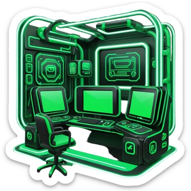 Modern Black And Green Cyber Gaming Aesthetic Scenery Deco sticker