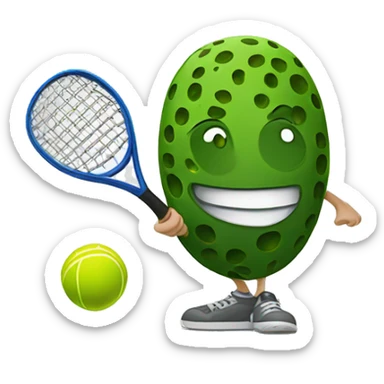 white person playing pickle ball sticker