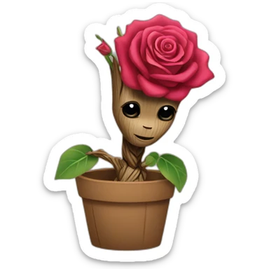 Groot qui tient une rose sticker