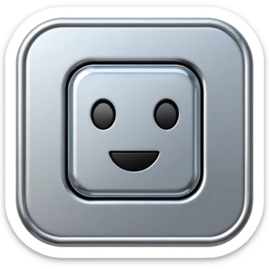 A futuristic microchip emoji made of polished silver chrome, minimal circuit details, smooth metallic surface, soft lighting, iOS emoji style, centered, clean white background sticker