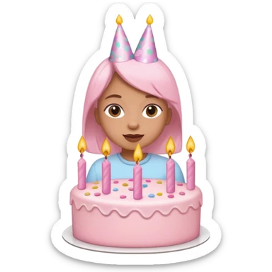 birthday girl emoji but not an actual girl i need the "birthday girl" words with cute baby pink font and a cake sticker