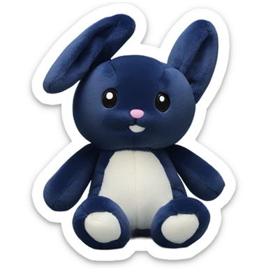 jellycat bunny navy with bluberry print for inside ears and paws  sticker