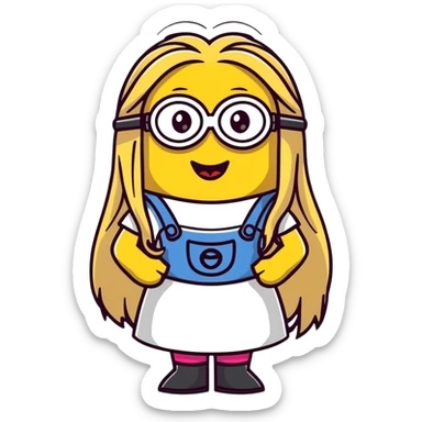 female minion with long blonde hair and lipstick sticker