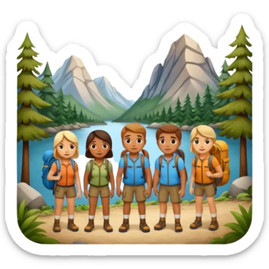people wearing backpack to camping sticker