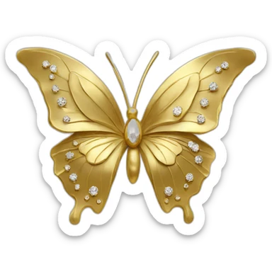 Gold butterfly jewel with heart shaped diamonds sticker